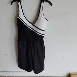 Chic Black and White Swim Jumpsuit